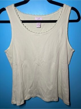 J. Jill Cream Lace-Trim Tank Top